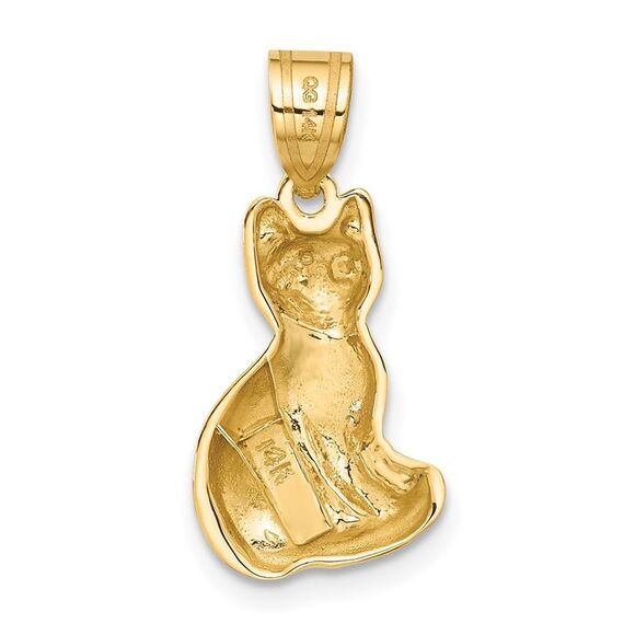 14k Yellow Gold Polished Cat Pendant - Picture 3 of 5